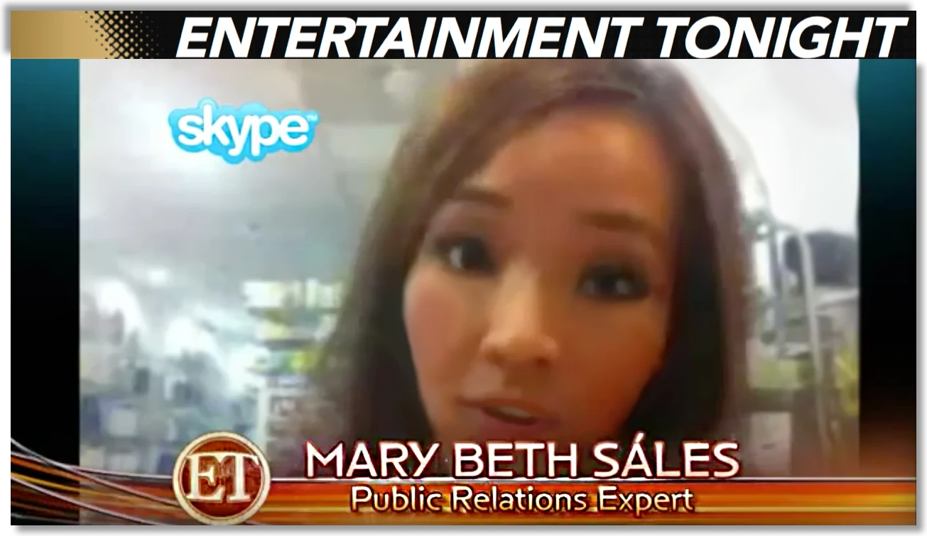 Entertainment Tonight clipping: Mary Beth Sales, Public Relations Expert